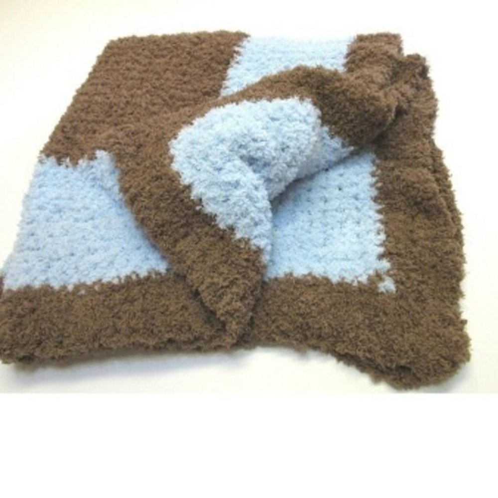 Chenille Baby Blanket Soft Fluffy 41x47 Lap Robe Blue Heirloom Afghan Crib Size